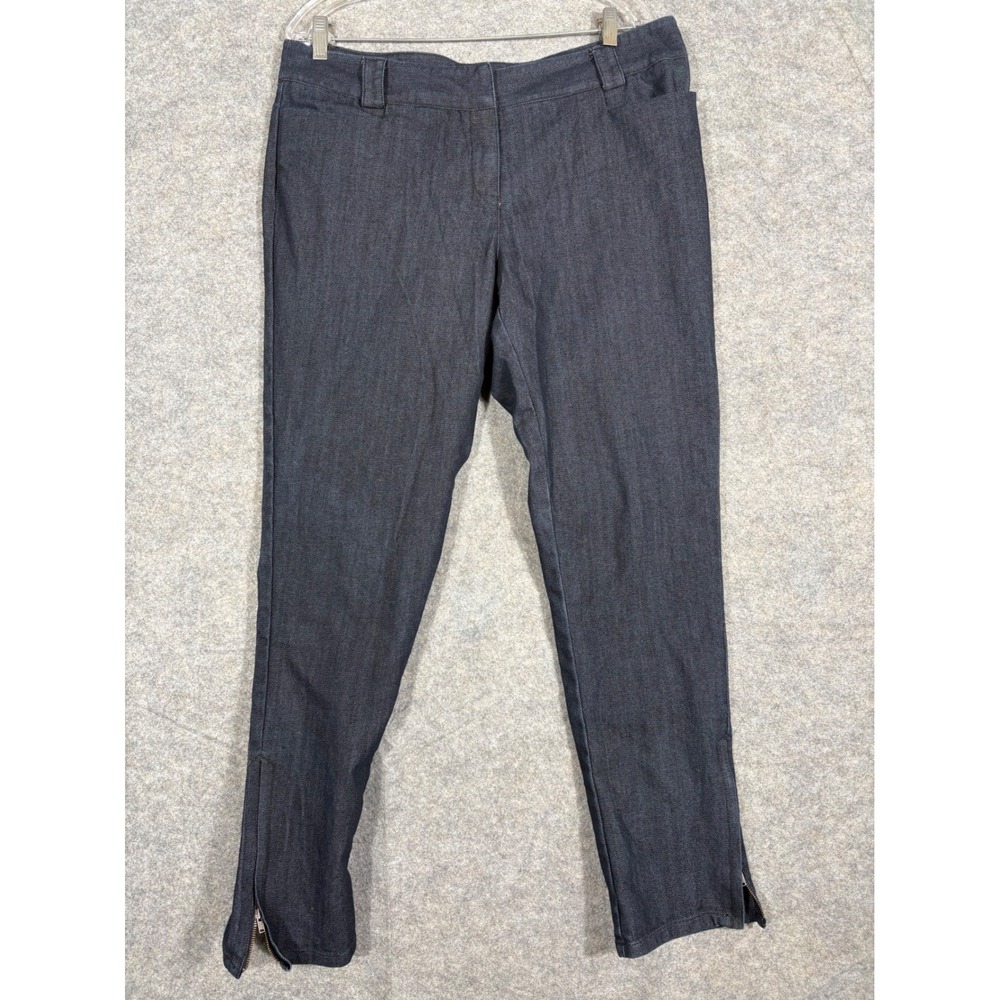 Apostrophe Women Dark Wash Denim Stretch Zip‎ Ankle Pants Size 14